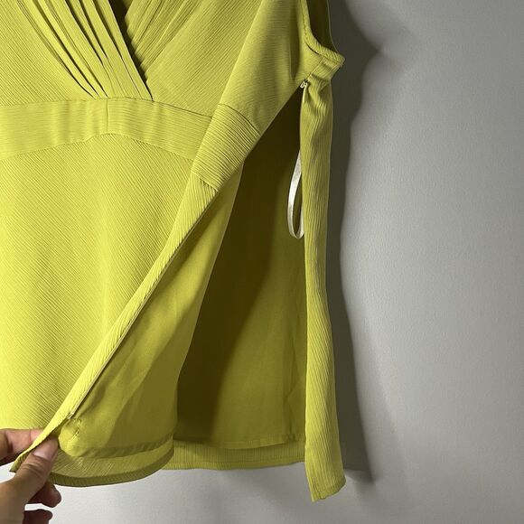 VTG Liz Claiborne Axcess Y2K Babydoll Tank‎ Top Green Ribbed Size 16 Lined - Picture 4 of 5